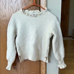 Madewell Cream Ruffle-Neck Ribbed Sweater